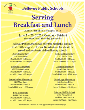  BPS Serving Breakfast and Lunch June 2-20, 2025 (Monday - Friday)